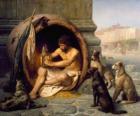 Греческий философ Диоген Синопы, в рамках его ствол, на улицах Афин
